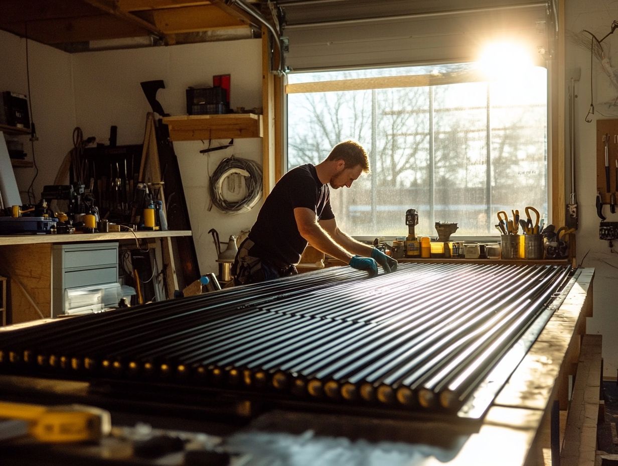 A person constructing homemade solar heating panels