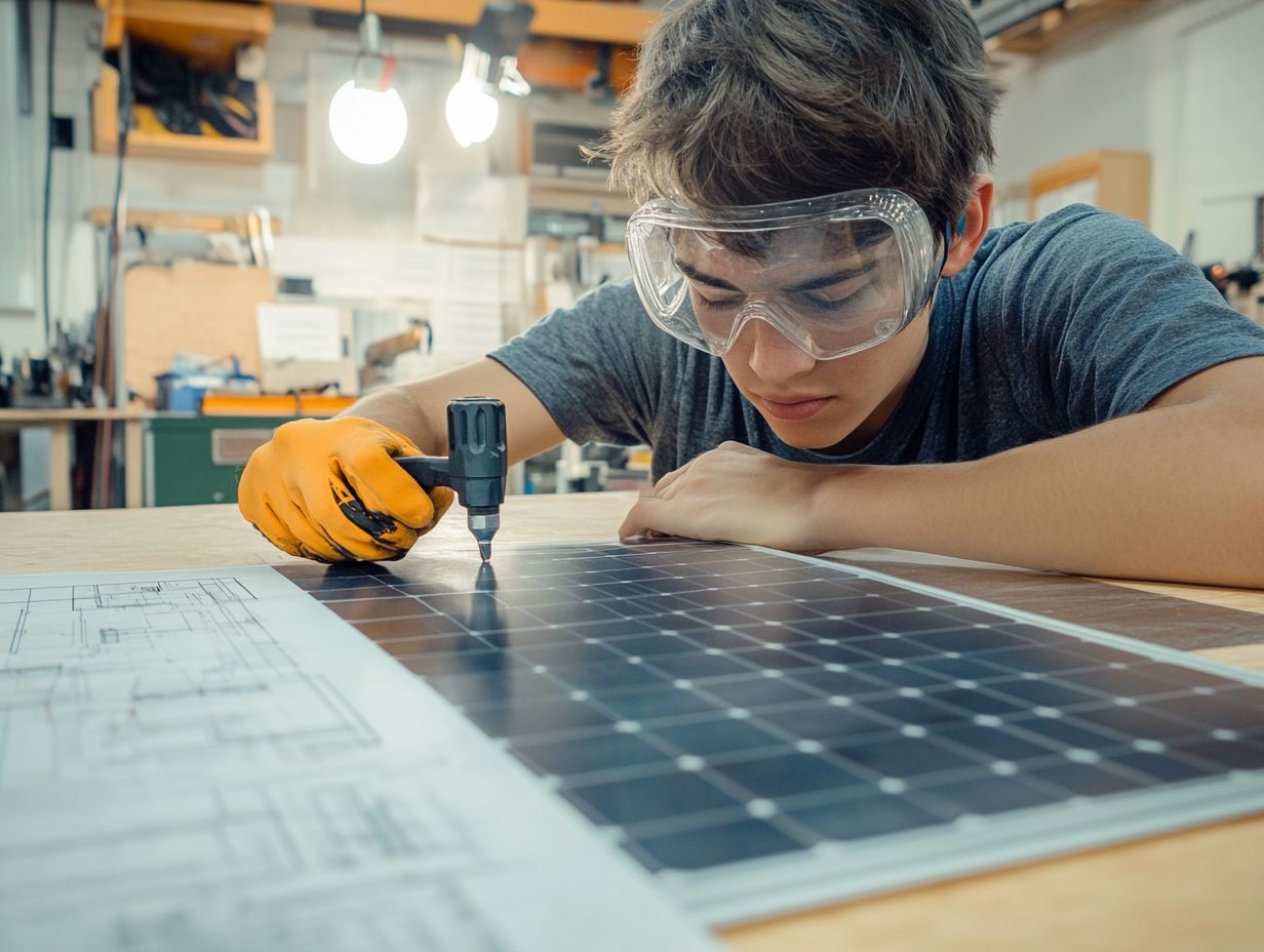 Various materials and tools needed for building a solar panel