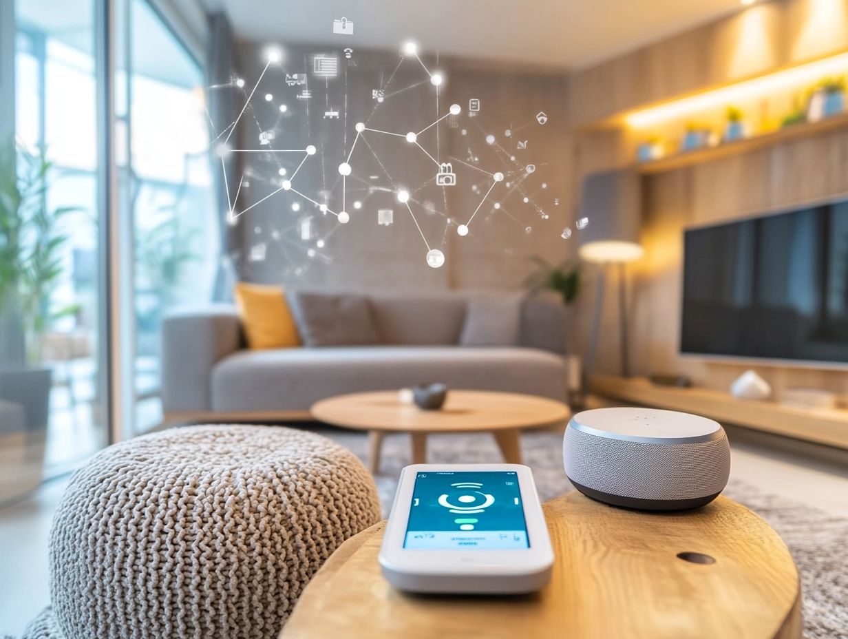 Visual representation of how smart technology reduces home energy consumption.