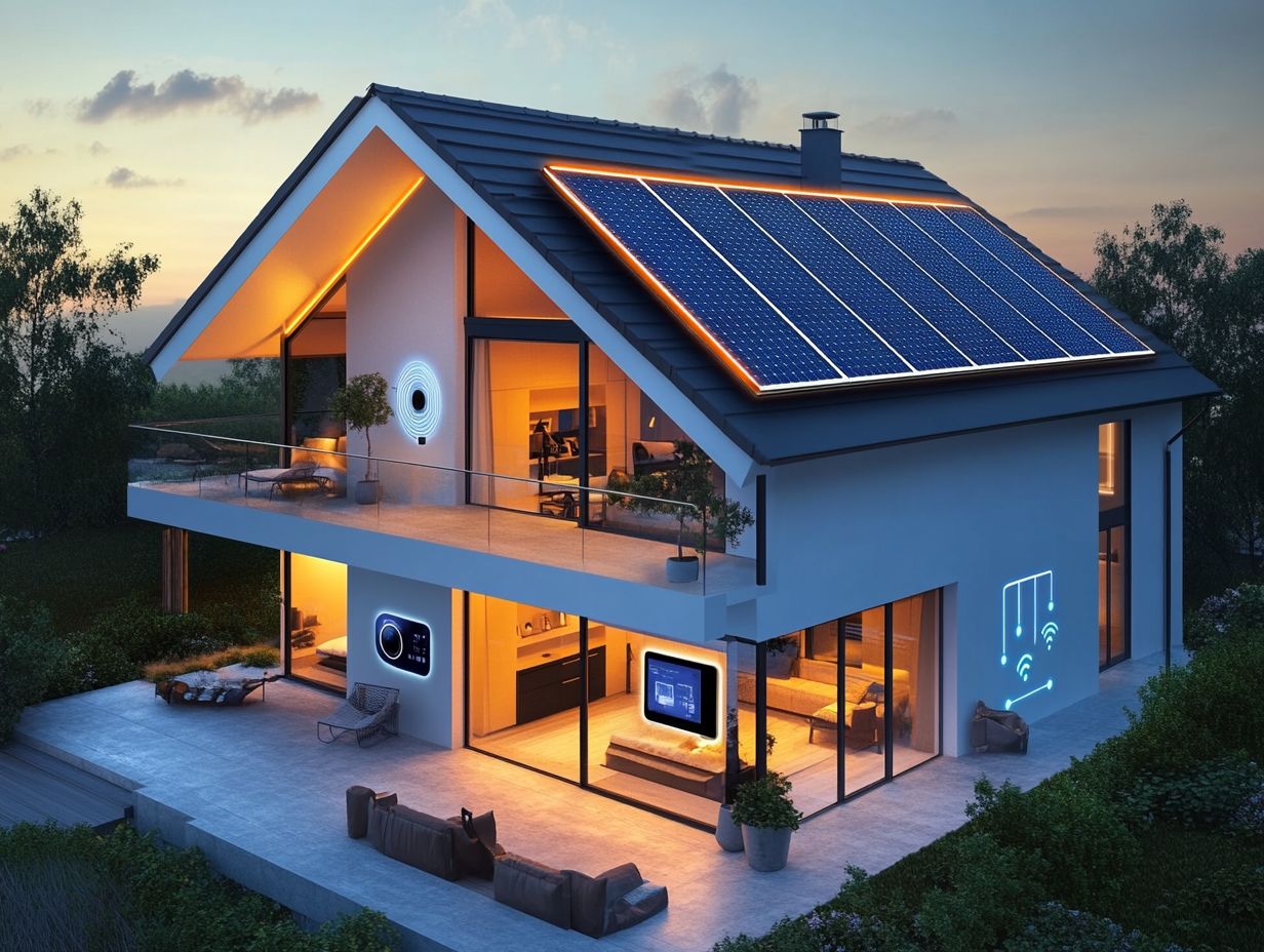 Graphic illustrating the benefits of integrating solar power with smart home technology.