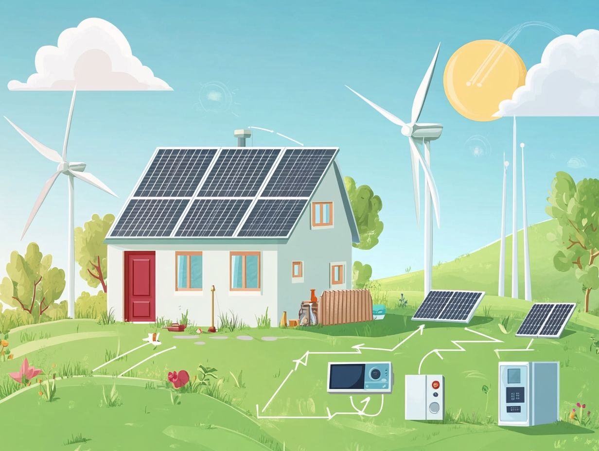 Diagram showing the components of a home energy system including solar panels, battery storage, and inverter